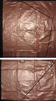 The Dowel Dopero - template shape marked on plastic bag. The Dowel Dopero - template shape marked on plastic bag.