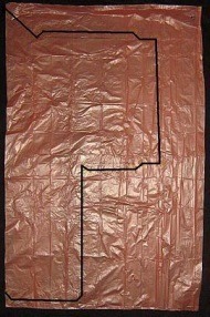 The Dowel Sode - template shape marked onto plastic bag. The Dowel Sode - template shape marked onto plastic bag.