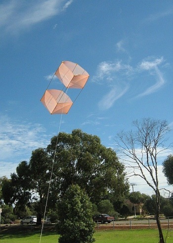 The Dowel Box kite in flight, on a perfect day.