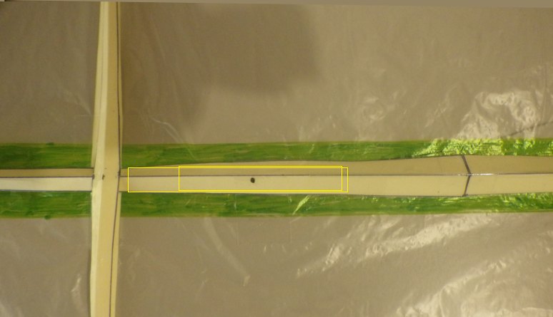 Making the Indoor Rokkaku kite - vertical spar reinforcement.