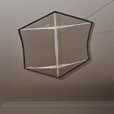 MBK Indoor Rokkaku kite in flight.