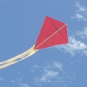 The MBK Paper Diamond kite in flight.