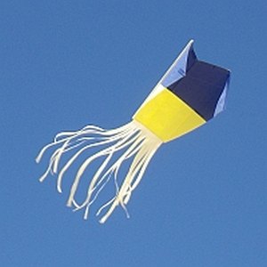 The MBK Paper Sled kite in flight. The MBK Paper Sled kite in flight.