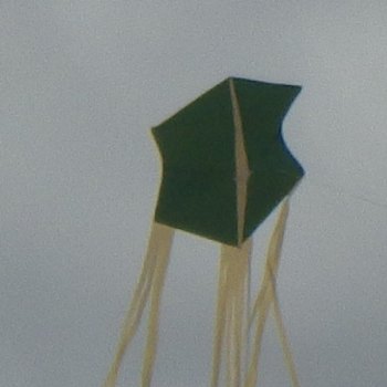 The MBK Paper Rokkaku kite in flight.