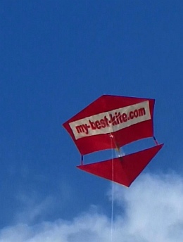 The Red Roller kite in flight.