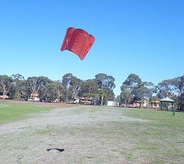 Soft kite posts - sled. The MBK Soft Sled  in flight.