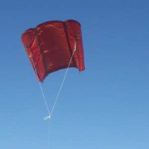 The MBK Soft Sled kite in flight.