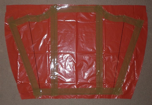 The Soft Sled kite - sail taped on marked side. MBK Soft Sled kite - sail taped on marked side