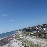 The bright orange windsocks are attached to the Barn Door lifter kite, to steady the camera.